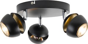 Nowoczesny reflektor 3-źródłowy czarny ze złotym wnętrzem - Buell Deluxe