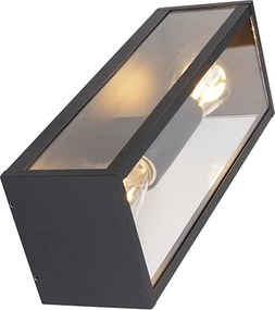 Industrialna lampa ścienna czarna 38 cm 2-światłowa IP44 - Charlois