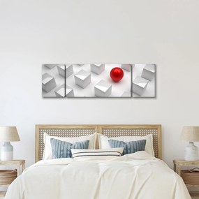 Obraz abstrakcji - sześcian z kulą (170x50 cm)