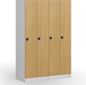 Szafka ubraniowa S1, 2-drzwiowa, 1850 x 600 x 500 mm, demontaż, zamek kodowy, drzwi laminowane, brzoza