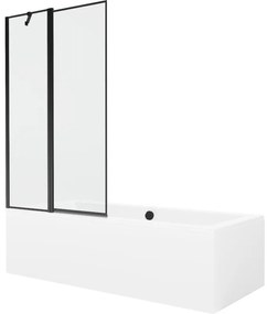 Mexen Cube wanna prostokątna 180 x 80 cm z obudową i parawanem 1-skrzydłowym 100 cm, czarny wzór - 550518080X9410117070