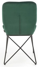 Krzesło ciemny zielony tapicerowane velvet metalowe nowoczesne loft K454
