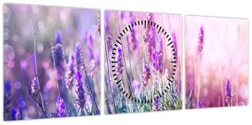 Obraz - Lawenda w słońcu (z zegarem) (90x30 cm)