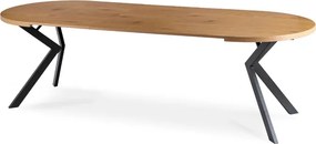 Stół Okrągły Rozkładany LUKAS 100-250 cm Dąb Złoty Nowoczesny Loft