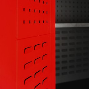 Warsztatowo-narzędziowa szafa metalowa SZYMON, 920 x 1850 x 500 mm, antracytowo-czerwona