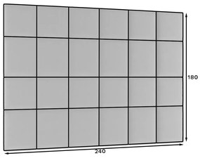Zestaw 24 paneli tapicerowanych QUADRATTA 240x180 szary ELTAP