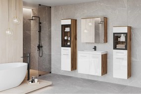 MINIO go for it, Meble łazienkowe MARIT II w kolorze dąb wotan/biały połysk