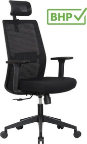 Fotel biurowy siatkowy Proton z zagłówkiem, zgodny z normą BHP