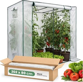 Szklarnia ogrodowa foliowa domek 1 drzwi 2 okna Biała 202x80x170 cm