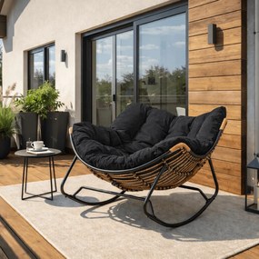 Fotel Bujany Ogrodowy ELTON na Płozach Czarny Nowoczesny