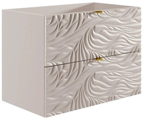 Szafka łazienkowa wisząca teksturowana pod umywalkę - Beżowa - 80 cm - RINAREL