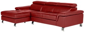 Kanapa narożna ze skóry MISHIMA - Czerwony - Narożnik lewostronny