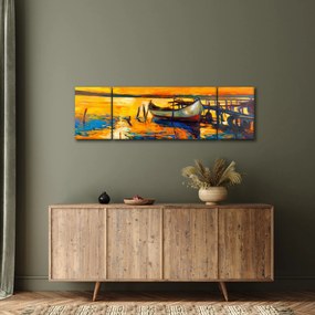 Obraz - Łódź o zachodzie słońca (170x50 cm)