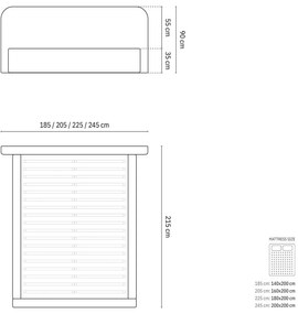 Jasnoszare tapicerowane łóżko dwuosobowe ze schowkiem i stelażem 140x200 cm Elizabeth – Micadoni
