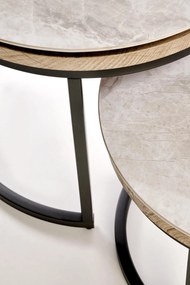 Zestaw 2 okrągłych ław 54/48 44/38 popiel spiek szaru marmur /grafit ITAKA