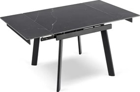 Stół Rozkładany Kwadratowy LARES 90-150 cm Ceramiczny Czarny Marmur/Czarny Nowoczesny