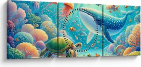 Obraz - Świat pod wodą (z zegarem) (90x30 cm)
