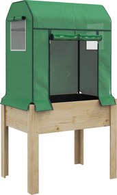 Outsunny Grządka Warzywna z Pokryciem Foliowym, Vliesem, Drewno Naturalne+Metal, 86 x 60 x 165cm