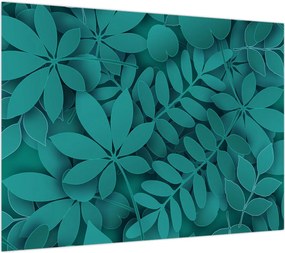 Obraz na szkle - Turkusowe liście (70x50 cm)