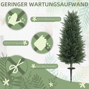 HOMCOM Zestaw 2 sztuk Sztucznych Roślin, Cyprysów z 831 Liśćmi, Wielofunkcyjne, Zielony