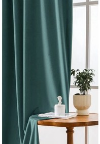 Zaciemniająca zasłona VELVET 140x270 cm, turkusowa Zawieszanie: Taśma z wiązaniami