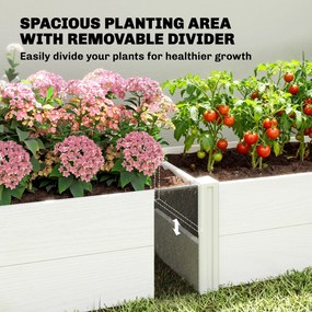 Outsunny Podwyższona Grządka z Tworzywa Sztucznego, Łatwa w Montażu DIY, 197 x 54 x 33 cm, Biała | Aosom PL