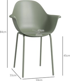 Outsunny Zestaw 4 krzeseł ogrodowych Składane Zielone z oparciem Podłokietniki do 120 kg | Aosom PL