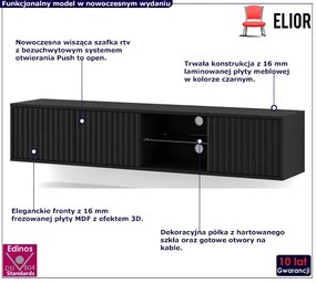 Czarna frezowana ścienna szafka rtv Nena 3X