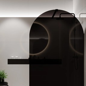 Ścianka prysznicowa WALK IN fix czarna półokrągła 8mm MOLIS Black Oval MASSI | Różne rozmiary : Kolor profili kabiny - złoty szczotkowany, Szerokość ścianki - 100 cm, Typ montażu - WALK in FIX (Do ściany)