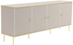 Komoda z 4 drzwiczkami z płyty MDF i stali - Beżowy i złoty - SINEAD Pascal MORABITO