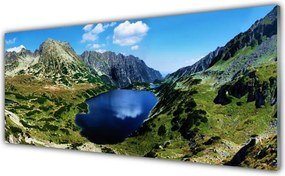 Panel Szklany do Kuchni Panorama Wysokich Gór nad Wodą