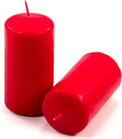 Zestaw świec filarowych, 10 cm, Ø 5 cm, czerwone, 24 szt.