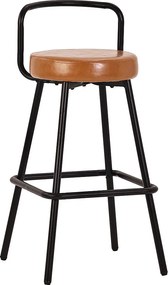 Zestaw 6 pikowanych stołków barowych - nieprzemakalna skóra PU - z oparciem i podnóżkiem - konstrukcja metalowa - Styl retro - brązowy