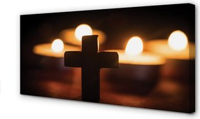 Duży obraz na płótnie Krzyż i Świeczki