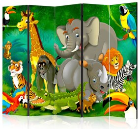 Parawan dwustronny Dla dzieci 225x172 cm 5-częściowy zielony ARTGEIST B