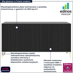 Czarna trzydrzwiowa komoda na złotych nóżkach R5-Z79