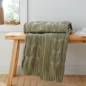 Zielony koc dzianinowy 130x170 cm Chunky Marl Knit – Catherine Lansfield