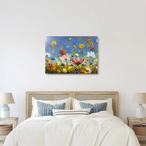 Malowany obraz kwitnącej łąki (70x50 cm)