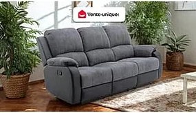 Kanapa 3-osobowa z funkcją relax z mikrofibry i ekoskóry Kolor szary i czarny BRODY