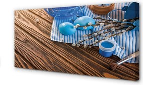 Zdjęcie na płótnie Jajka, Farba i Bazie na Deskach