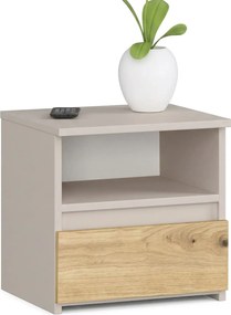 Szafka nocna z szufladą kaszmir + dąb artisan  L1-P14