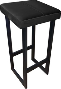 Hoker ALEX krzesło barowe tkanina Welur podstawa metalowa : Kolor Stelaża - Czarny , Kolor tkaniny - VELVET - MG19, Wysokość - 75 cm