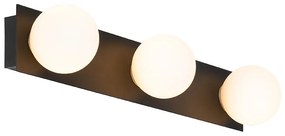 Nowoczesna lampa ścienna czarna 48 cm IP44 3-światłowa - Cederic Nowoczesny Oswietlenie wewnetrzne