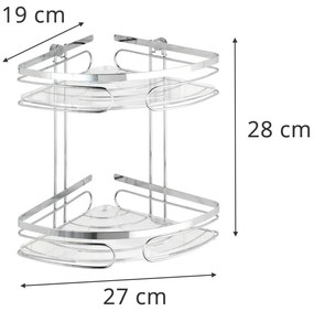 Narożna półka łazienkowa PREMIUM, 2 poziomy - stal nierdzewna, WENKO