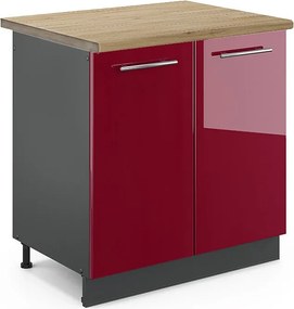 Szafka pod zlew bordowa czerwień wysoki połysk 80x60x82 fame-line