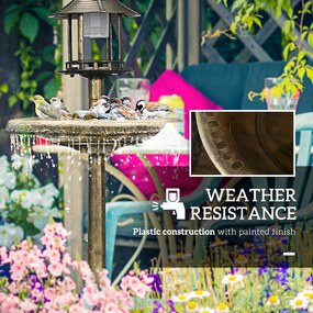 Outsunny Fontanna dla Ptaków z Lampą Solarną Brązowa 110cm | Aosom PL