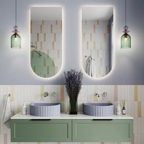 Lustro półowalne bez ramy oszlifowane obracalne z podświetleniem ARCH LED | Różne rozmiary | Różne kolory szkła : Kolor tafli szkła - Grafit, Rozmiar - 50 x 100 cm