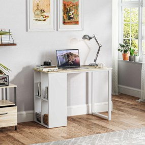 HOMCOM Kompaktowe Biurko Komputerowe, Nowoczesne Biurko z Przegrodami, Do Małych Przestrzeni, 100 x 54 x 75 cm, Biały