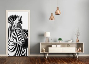 Naklejka samoprzylepna na drzwi Zebra w śniegu