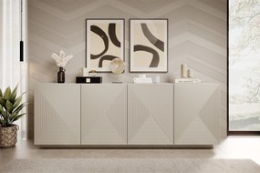 Komoda Asha 200 cm z ryflowanym frontem - kaszmir